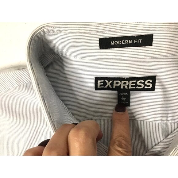 EXPRESS- MENS LONG SLEEVE BUTTON DOWN MODERN FIT 100% COTTON SHIRT SIZE X-LARGE - Picture 3 of 7